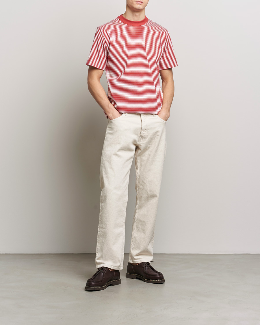 Hombres | Camisetas | Armor-lux | Callac Héritage Stripe T-Shirt Cardinal/Milk