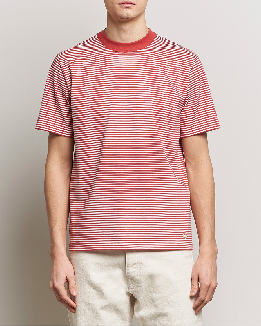 Hombres | Camisetas | Armor-lux | Callac Héritage Stripe T-Shirt Cardinal/Milk