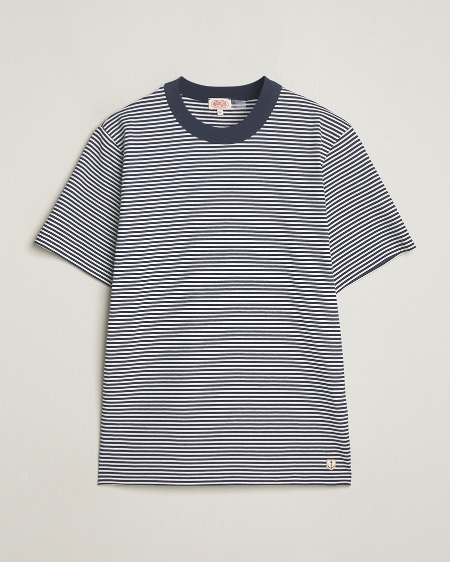 Hombres | Camisetas | Armor-lux | Callac Héritage Stripe T-Shirt Deep Marine/Milk