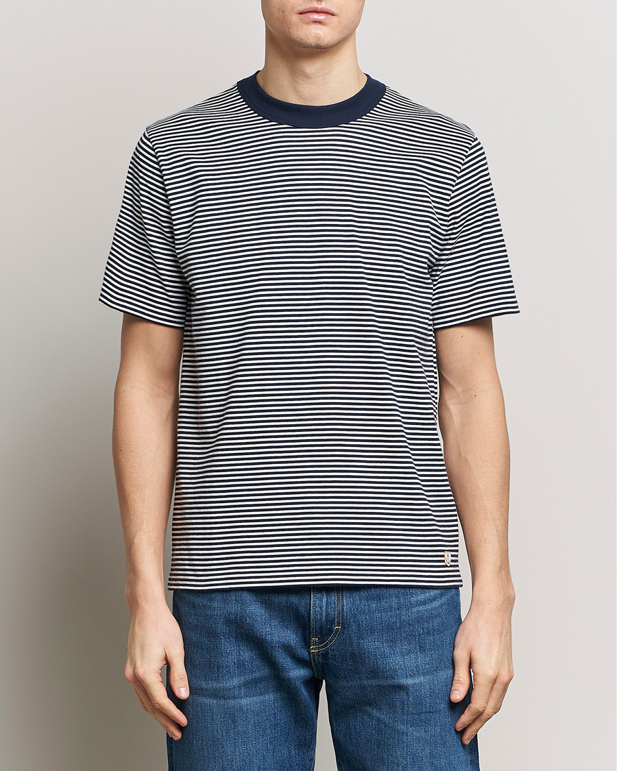 Hombres | Camisetas | Armor-lux | Callac Héritage Stripe T-Shirt Deep Marine/Milk
