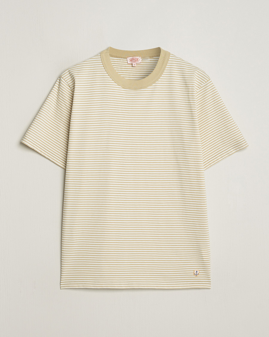 Hombres | Camisetas | Armor-lux | Callac Héritage Stripe T-Shirt Pale Olive/Milk