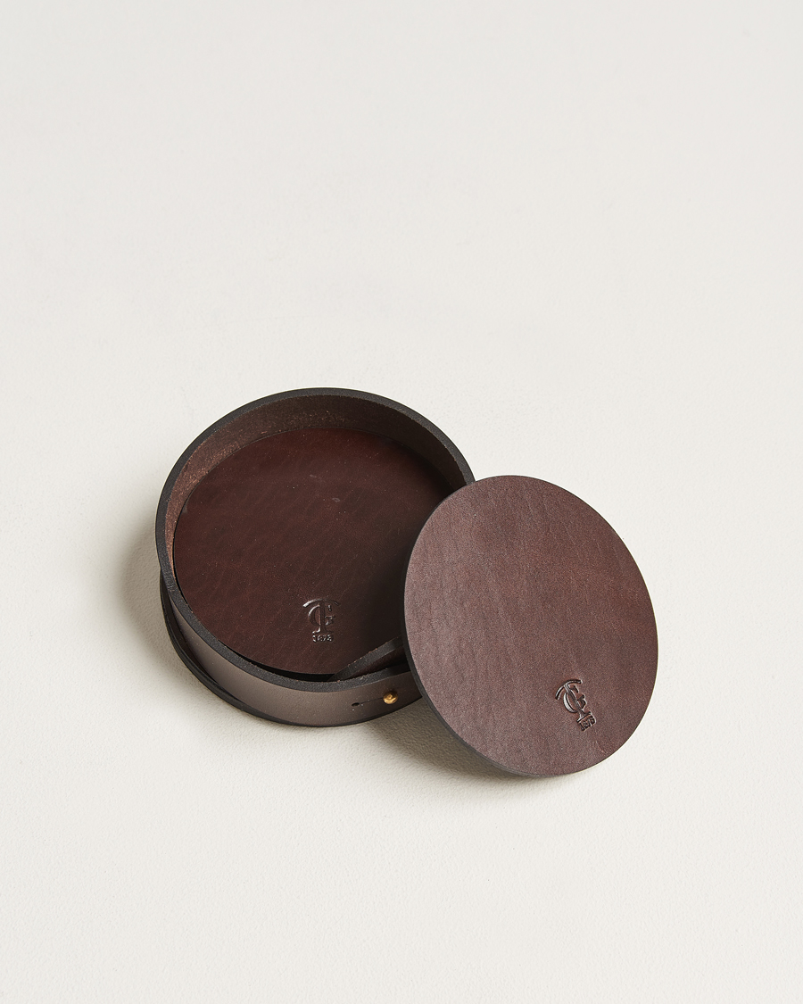Hombres | Hogar | Tärnsjö Garveri | Leather Coaster Set 006 Dark Brown