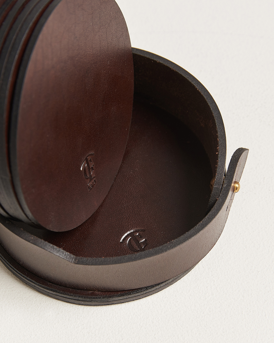 Hombres | Hogar | Tärnsjö Garveri | Leather Coaster Set 006 Dark Brown