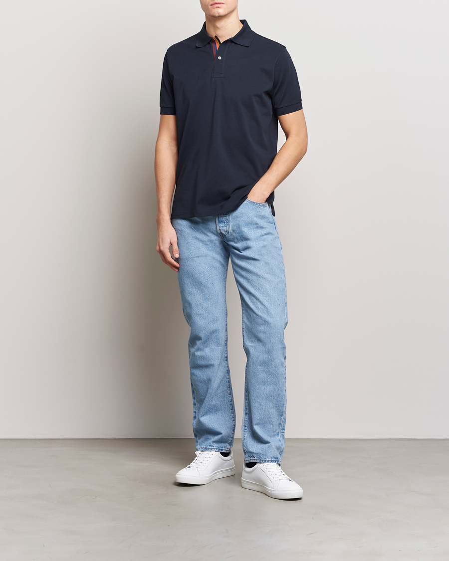 Hombres | Polos | Paul Smith | Placket Stripe Polo Navy