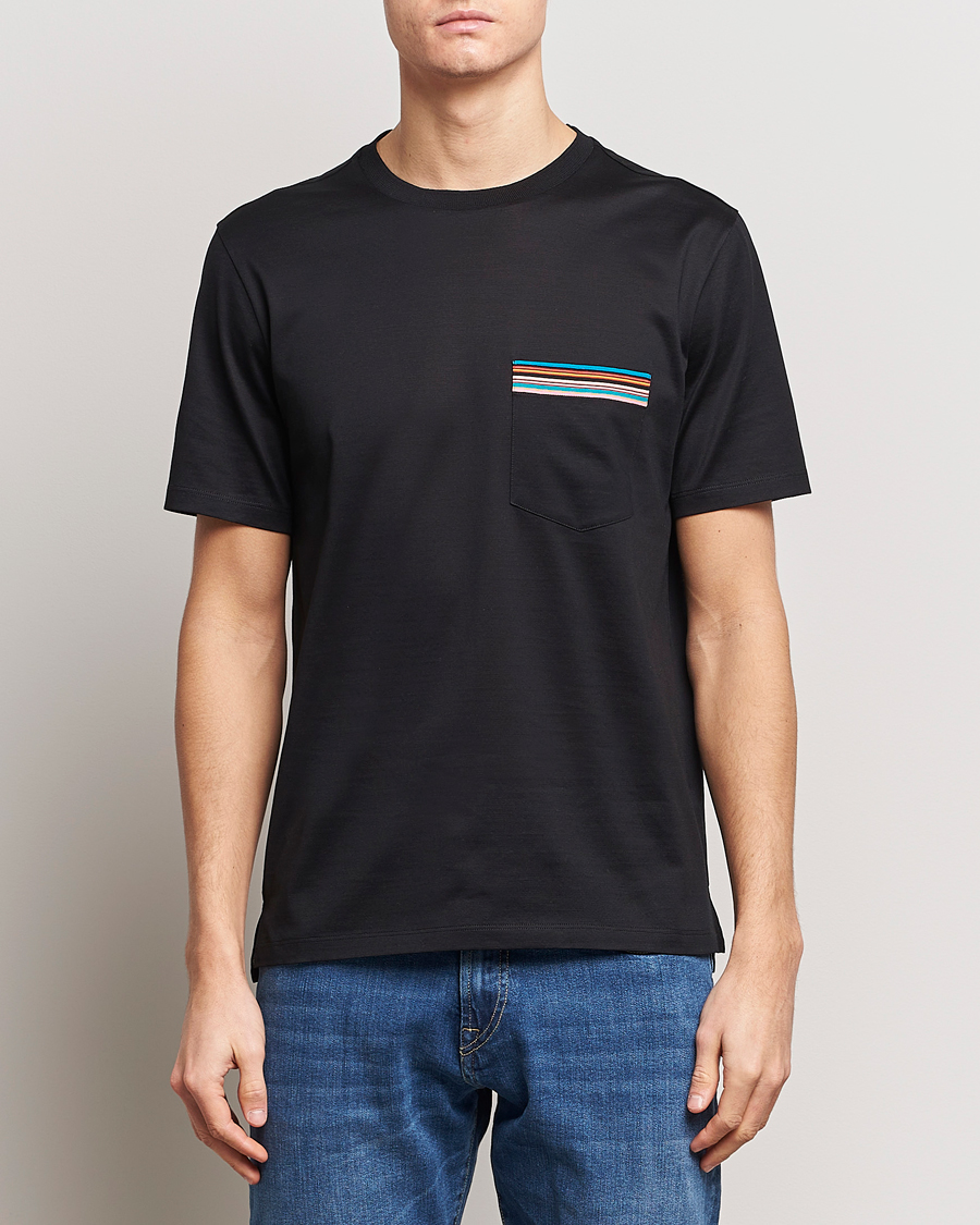 Hombres | Camisetas negras | Paul Smith | Striped Pocket Crew Neck T-Shirt Black