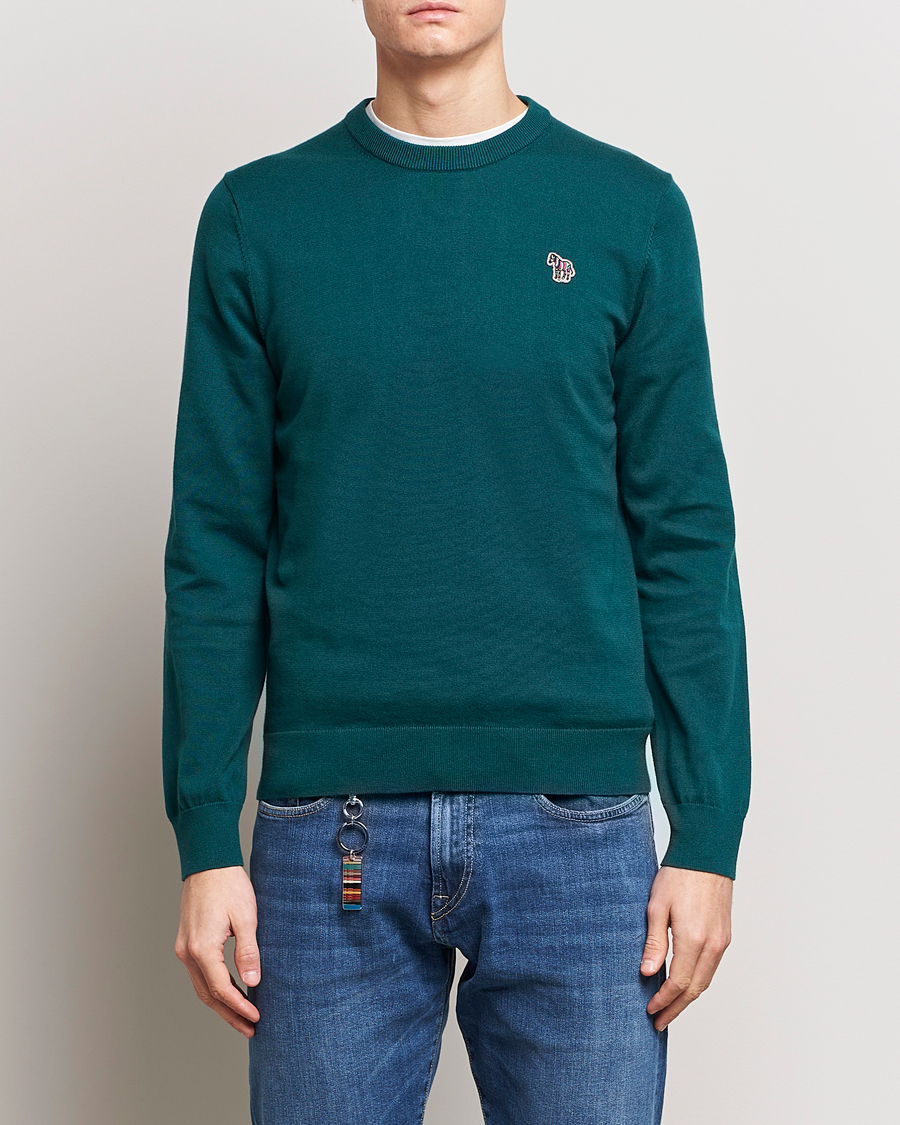 Hombres | PS Paul Smith | PS Paul Smith | Zebra Cotton Knitted Sweater Dark Green