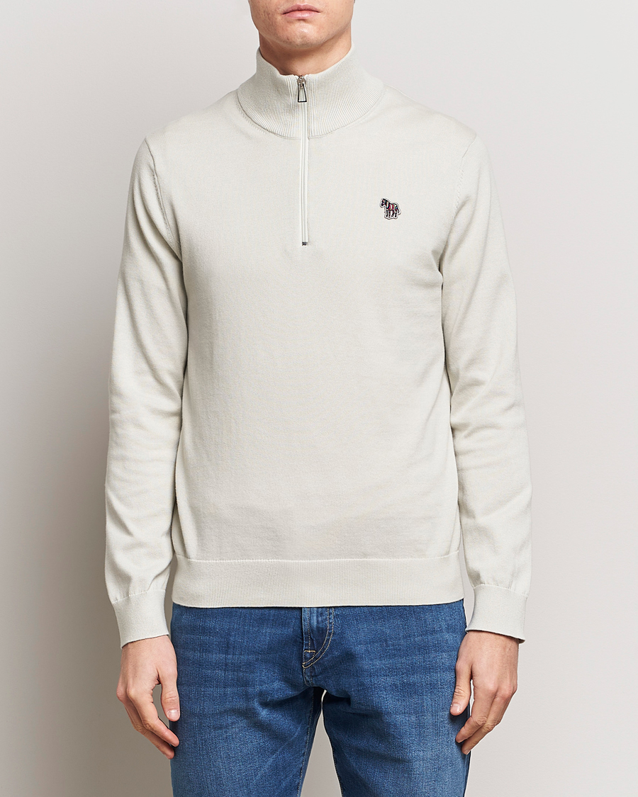 Hombres | Best of British | PS Paul Smith | Zebra Cotton Knitted Half Zip Washed Grey