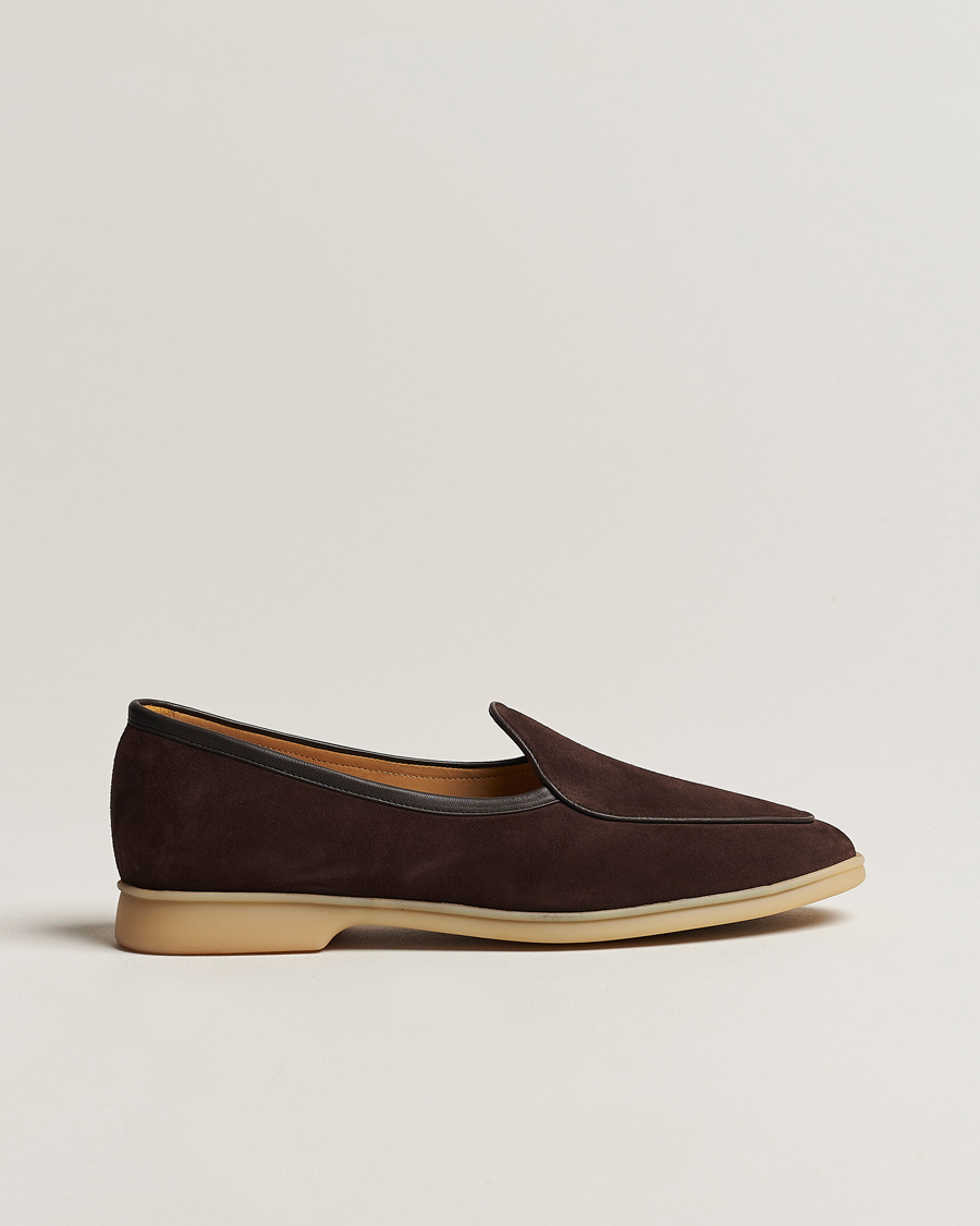 Hombres | Baudoin & Lange Stride Loafers Dark Brown Suede | Baudoin & Lange | Stride Loafers Dark Brown Suede