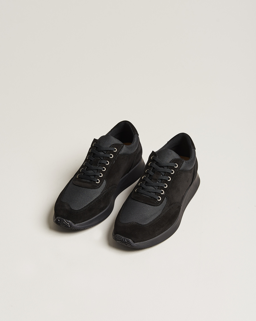 Hombres | Zapatillas negras | Myrqvist | Stensund Running Sneaker Black Suede