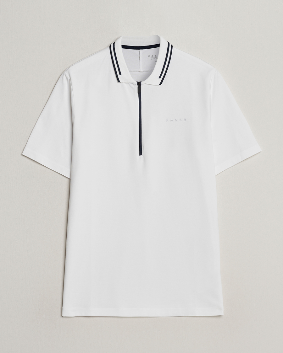 Hombres | Polos | Falke Sport | Falke Zip Polo Shirt White