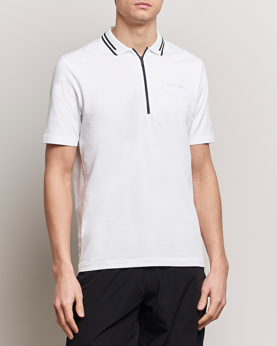 Hombres | Polos | Falke Sport | Falke Zip Polo Shirt White