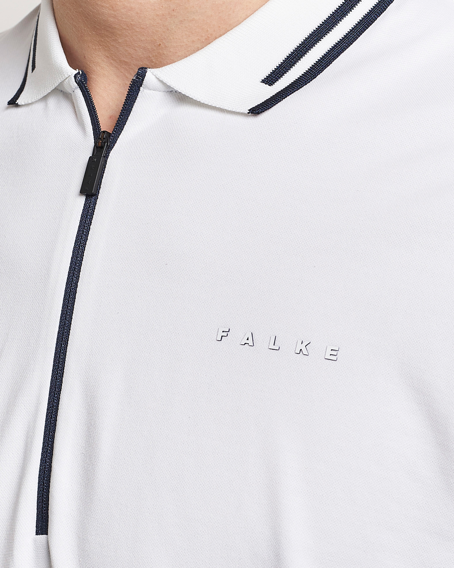 Hombres | Polos | Falke Sport | Falke Zip Polo Shirt White