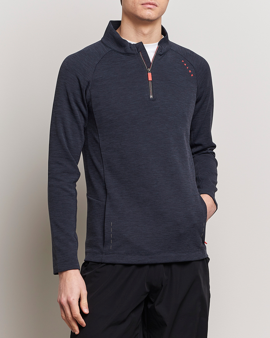 Hombres | Jerséis y prendas de punto | Falke Sport | Falke Core Half Zip Warm Up Shirt Black