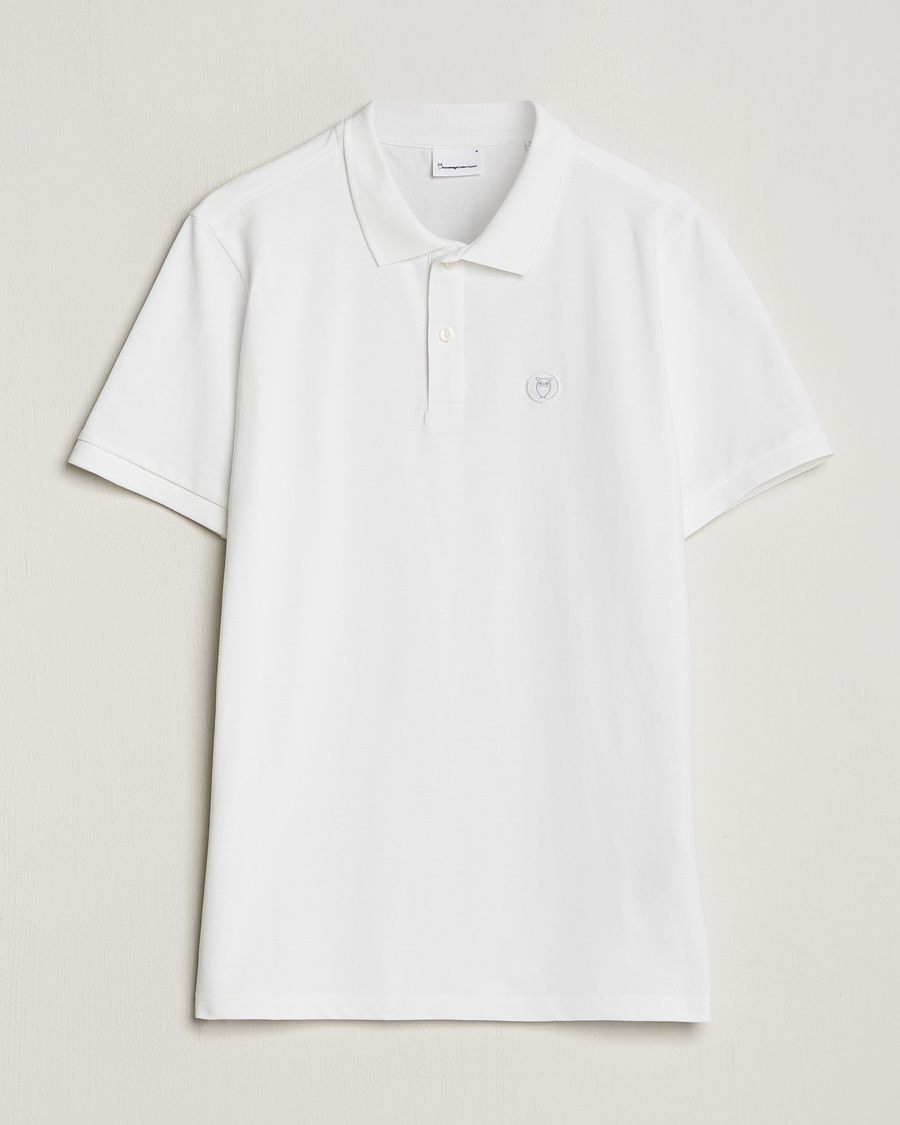 Hombres | Polos | KnowledgeCotton Apparel | Toke Badge Polo Bright White