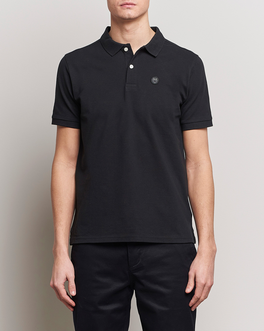Hombres | Ropa | KnowledgeCotton Apparel | Toke Badge Polo Jet Black