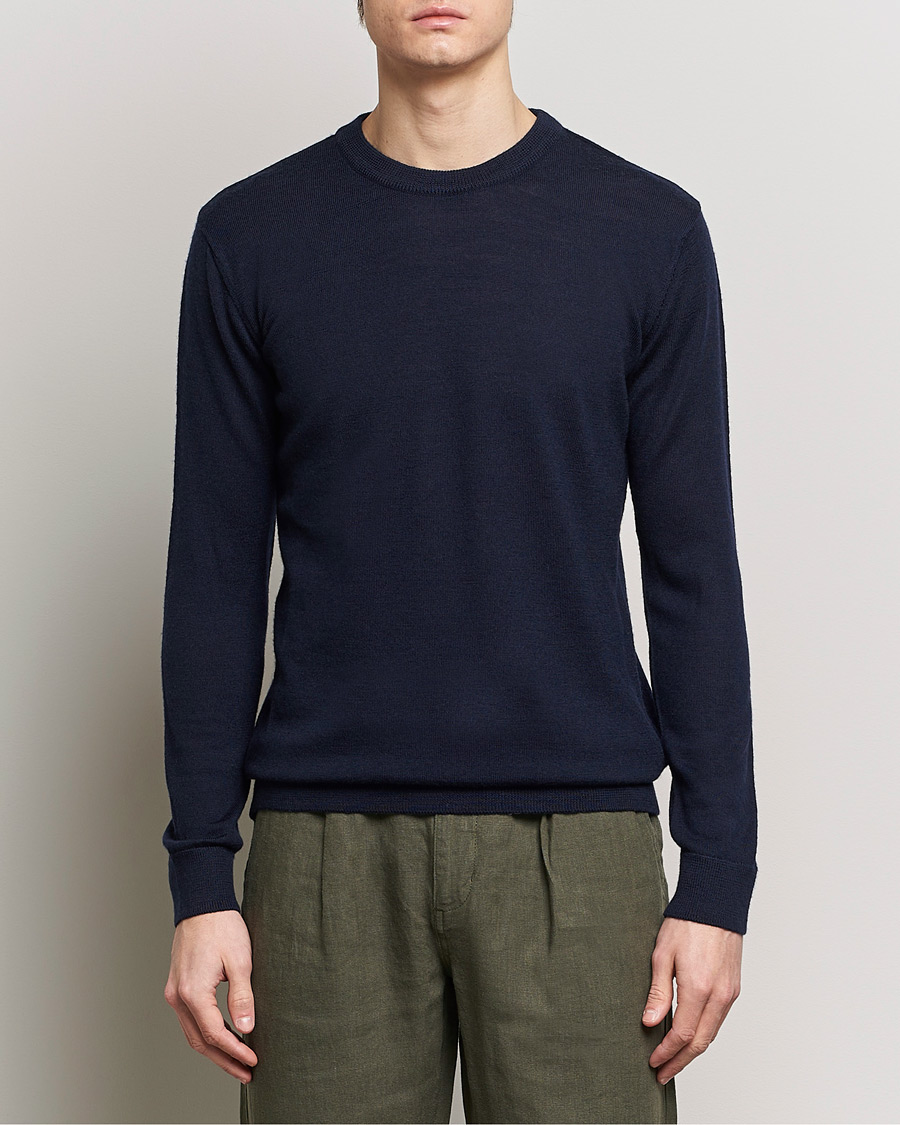 Hombres | Ropa | KnowledgeCotton Apparel | Regular Merino Knit Crew Neck Total Eclipse