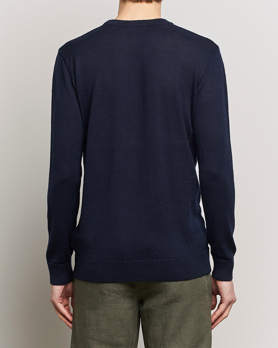 Hombres | Jerséis y prendas de punto | KnowledgeCotton Apparel | Regular Merino Knit Crew Neck Total Eclipse