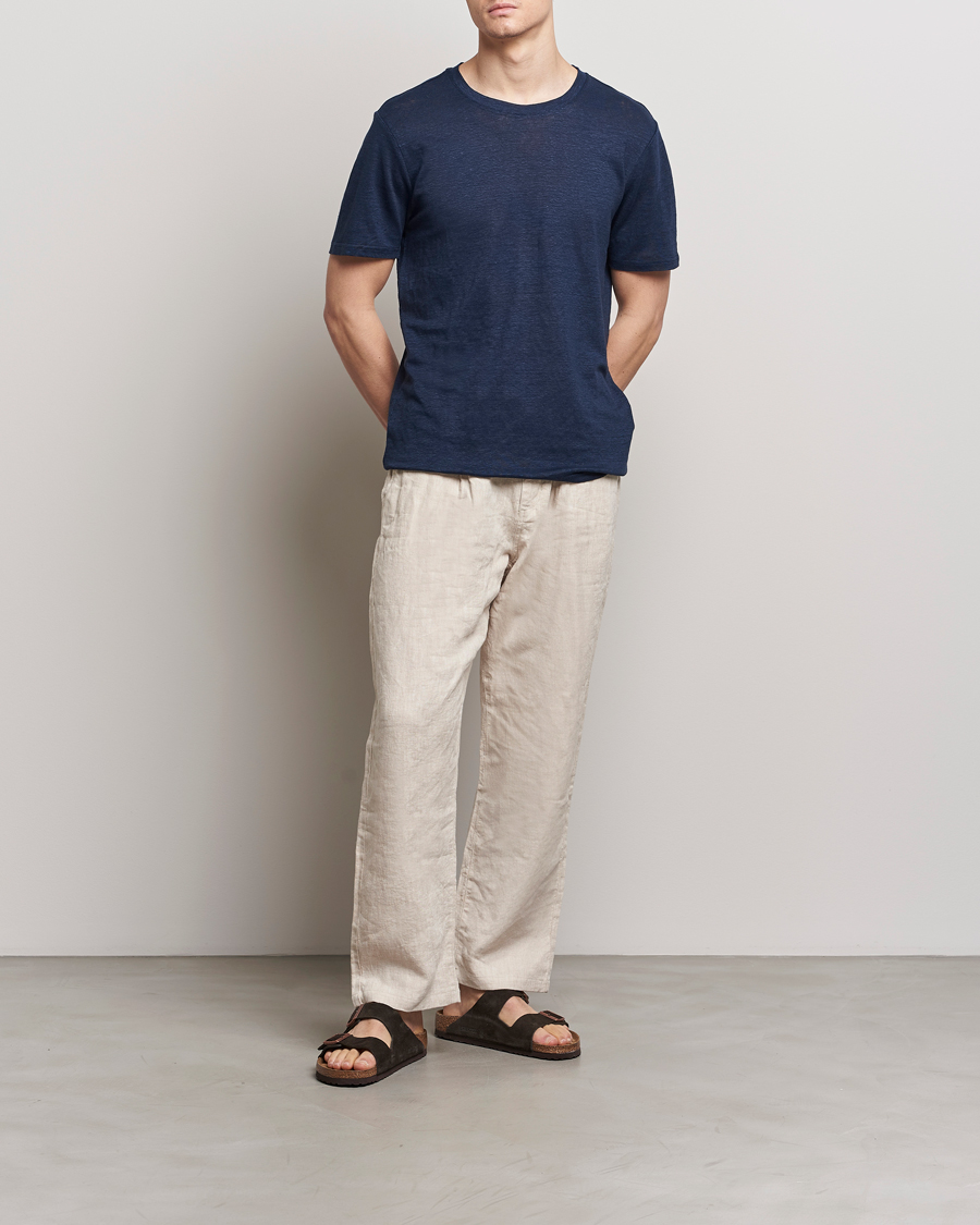 Hombres | Camisetas | KnowledgeCotton Apparel | Organic Linen T-Shirt Total Eclipse