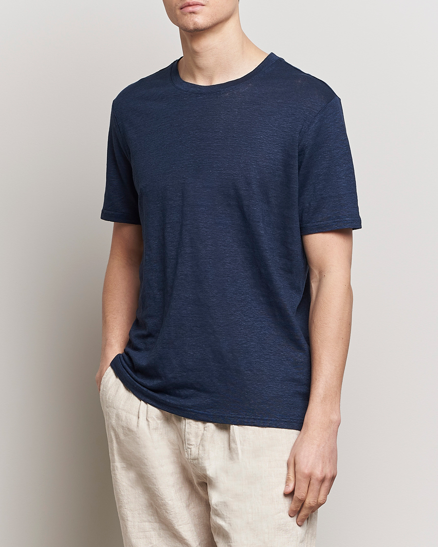Hombres | Ropa | KnowledgeCotton Apparel | Organic Linen T-Shirt Total Eclipse