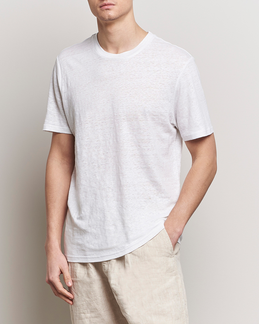 Hombres | Camisetas blancas | KnowledgeCotton Apparel | Organic Linen T-Shirt Bright White