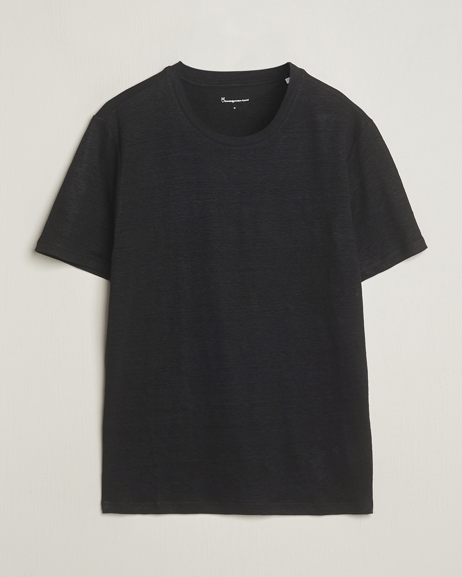 Hombres | Camisetas | KnowledgeCotton Apparel | Organic Linen T-Shirt Black