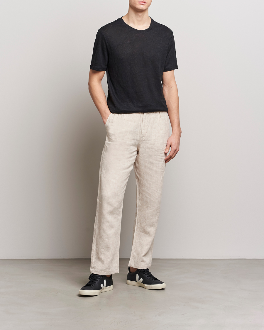 Hombres | Camisetas | KnowledgeCotton Apparel | Organic Linen T-Shirt Black