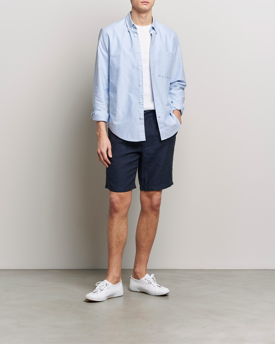 Hombres | Pantalones cortos | KnowledgeCotton Apparel | Loose Linen Shorts Total Eclipse