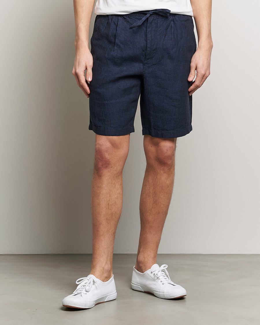 Hombres | Pantalones cortos de lino | KnowledgeCotton Apparel | Loose Linen Shorts Total Eclipse