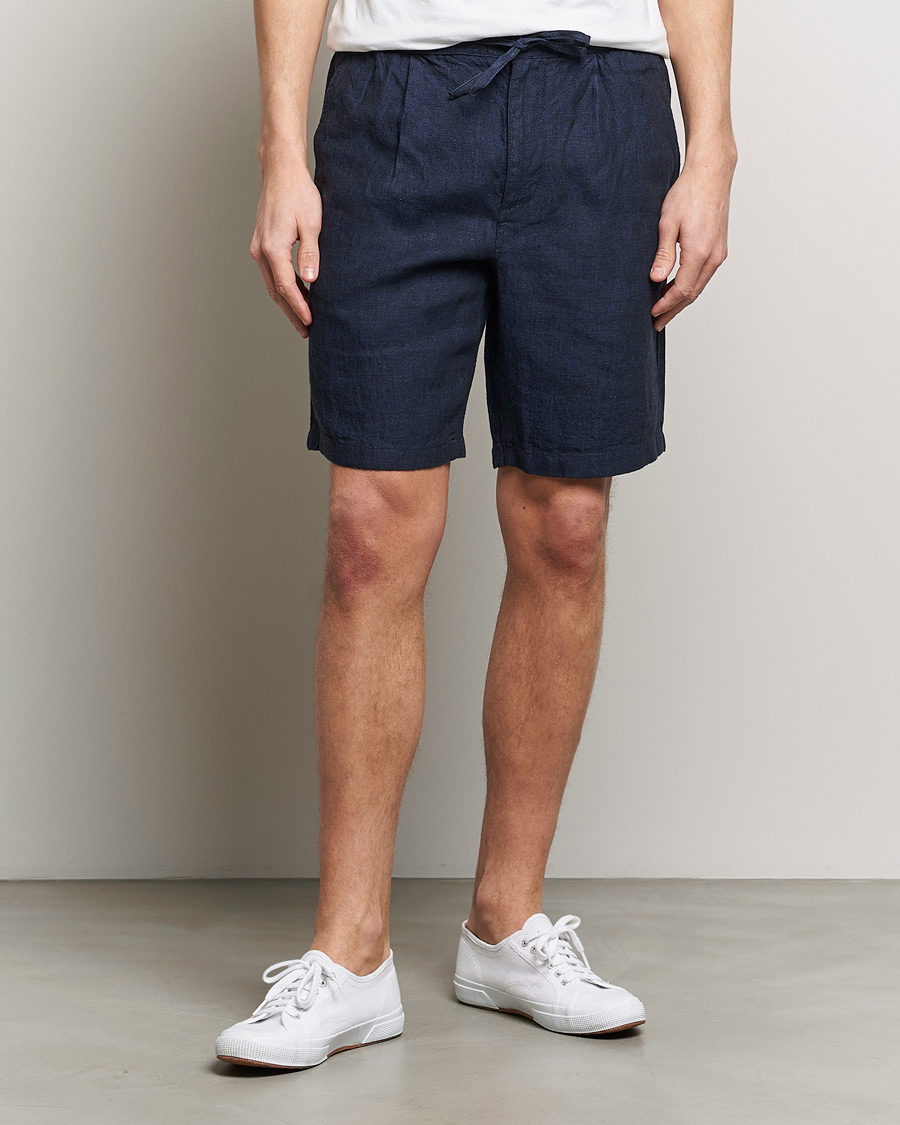 Hombres | Pantalones cortos | KnowledgeCotton Apparel | Loose Linen Shorts Total Eclipse