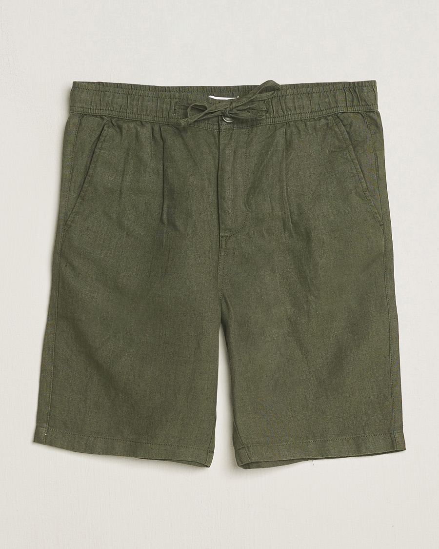 Hombres | Pantalones cortos | KnowledgeCotton Apparel | Loose Linen Shorts Burnt Olive
