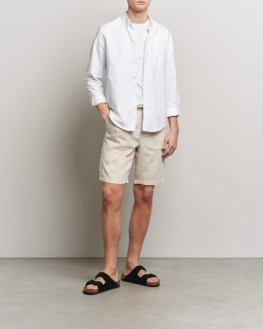 Hombres | Pantalones cortos | KnowledgeCotton Apparel | Loose Linen Shorts Light Feather Grey