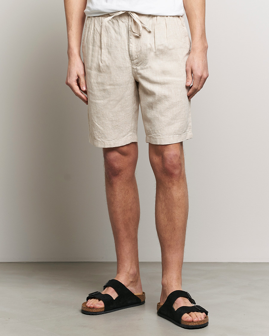 Hombres | Pantalones cortos de lino | KnowledgeCotton Apparel | Loose Linen Shorts Light Feather Gray