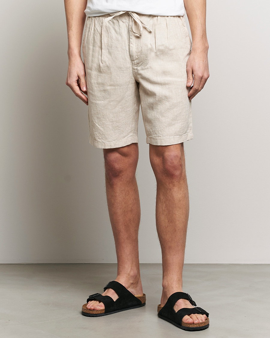 Hombres | Pantalones cortos | KnowledgeCotton Apparel | Loose Linen Shorts Light Feather Grey