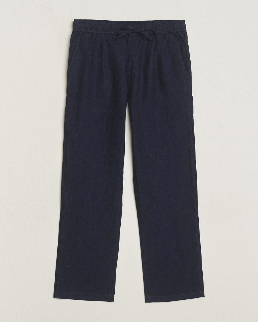 Hombres | Pantalones | KnowledgeCotton Apparel | Loose Linen Pants Total Eclipse