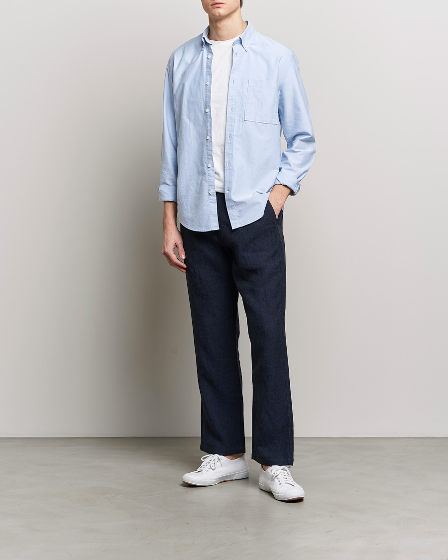 Hombres | Pantalones | KnowledgeCotton Apparel | Loose Linen Pants Total Eclipse