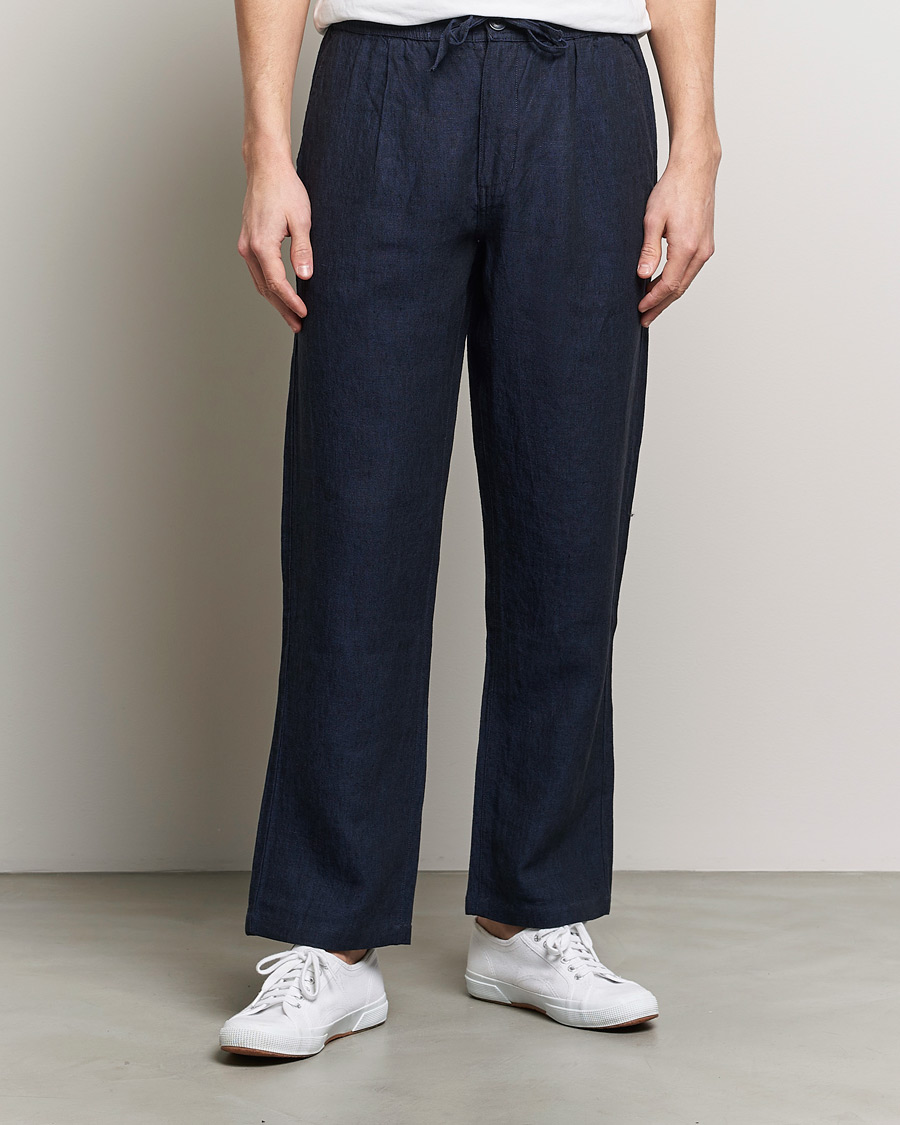 Hombres | Pantalones | KnowledgeCotton Apparel | Loose Linen Pants Total Eclipse