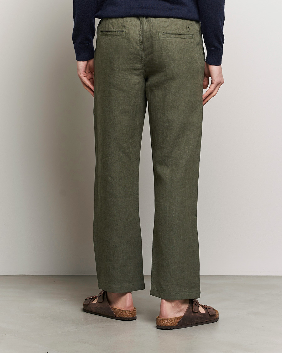 Hombres | Pantalones | KnowledgeCotton Apparel | Loose Linen Pants Burnt Olive