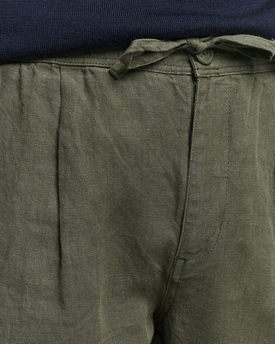 Hombres | Pantalones | KnowledgeCotton Apparel | Loose Linen Pants Burnt Olive