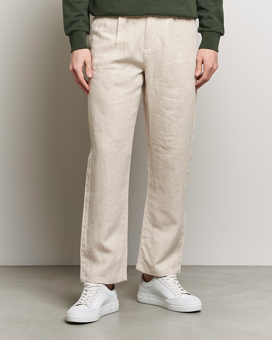 Hombres | Pantalones | KnowledgeCotton Apparel | Loose Linen Pants Light Feather Grey