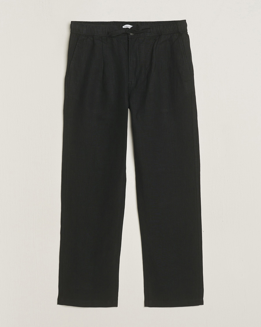 Hombres | Pantalones | KnowledgeCotton Apparel | Loose Linen Pants Black