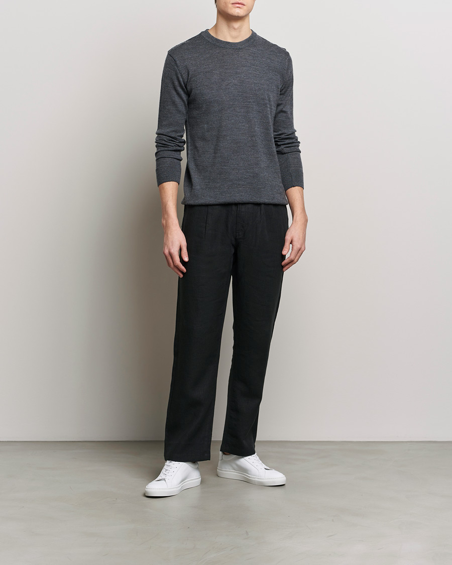 Hombres | Pantalones | KnowledgeCotton Apparel | Loose Linen Pants Black