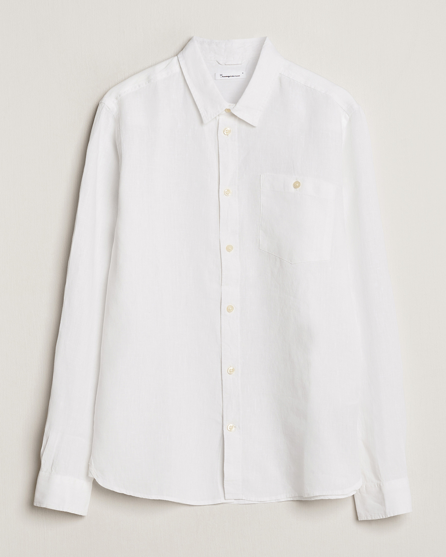 Hombres | Camisas | KnowledgeCotton Apparel | Regular Linen Shirt Bright White