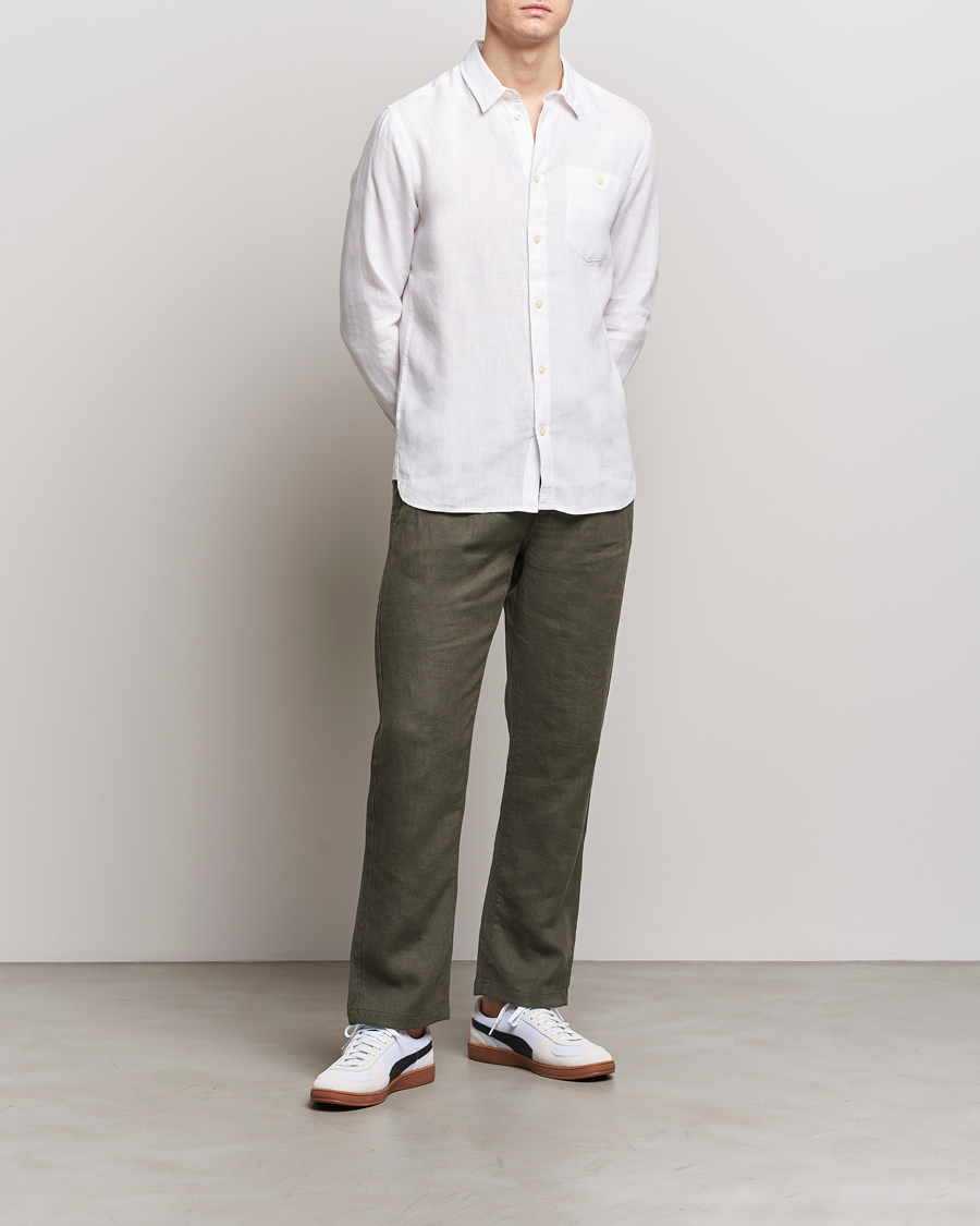 Hombres | Camisas | KnowledgeCotton Apparel | Regular Linen Shirt Bright White