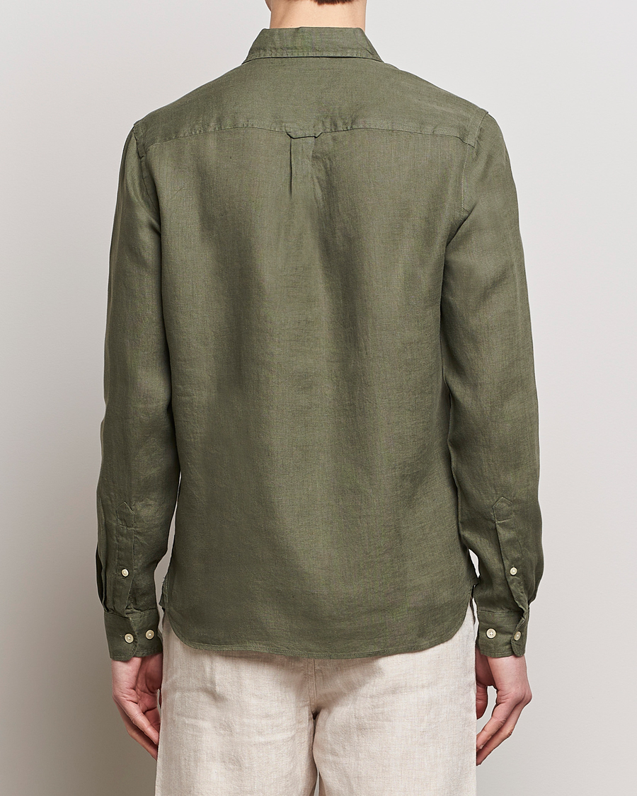 Hombres | Camisas | KnowledgeCotton Apparel | Regular Linen Shirt Burnt Olive
