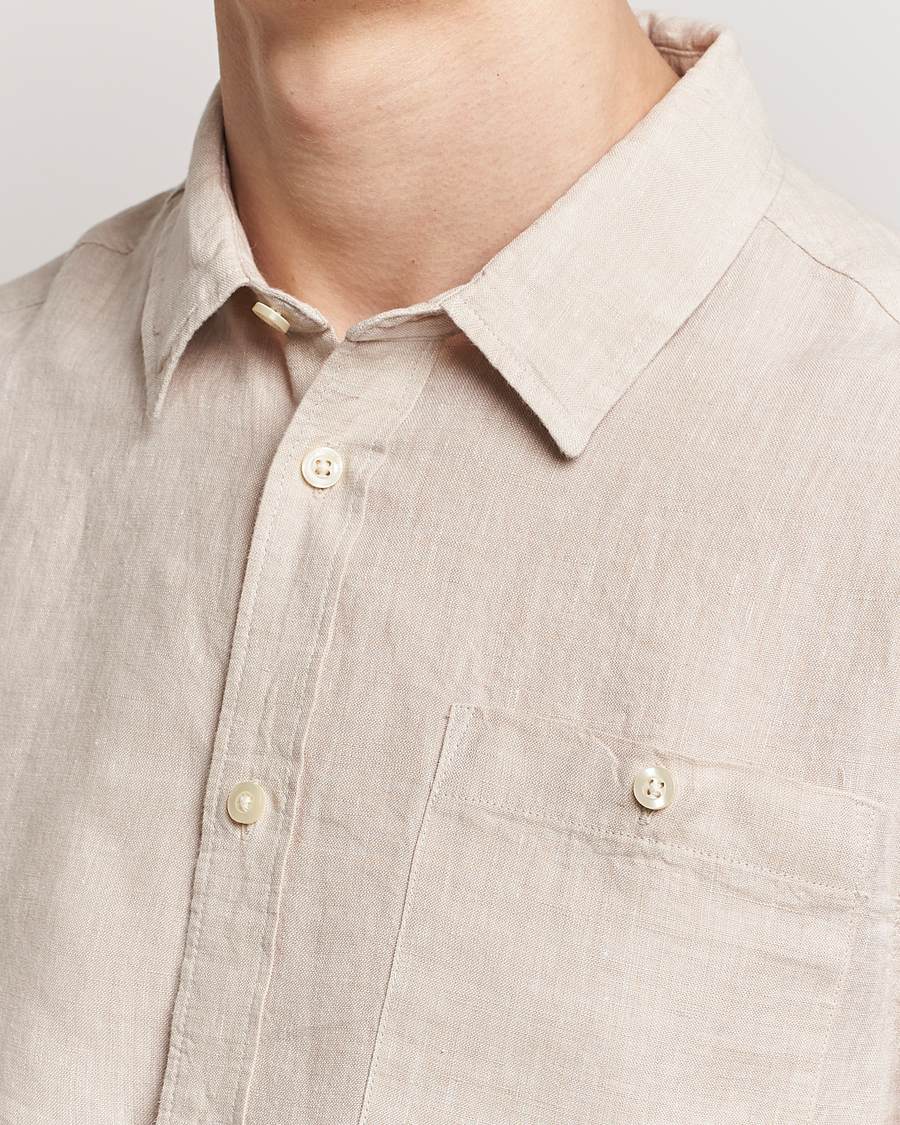 Hombres | Camisas | KnowledgeCotton Apparel | Regular Linen Shirt Light Feather Grey