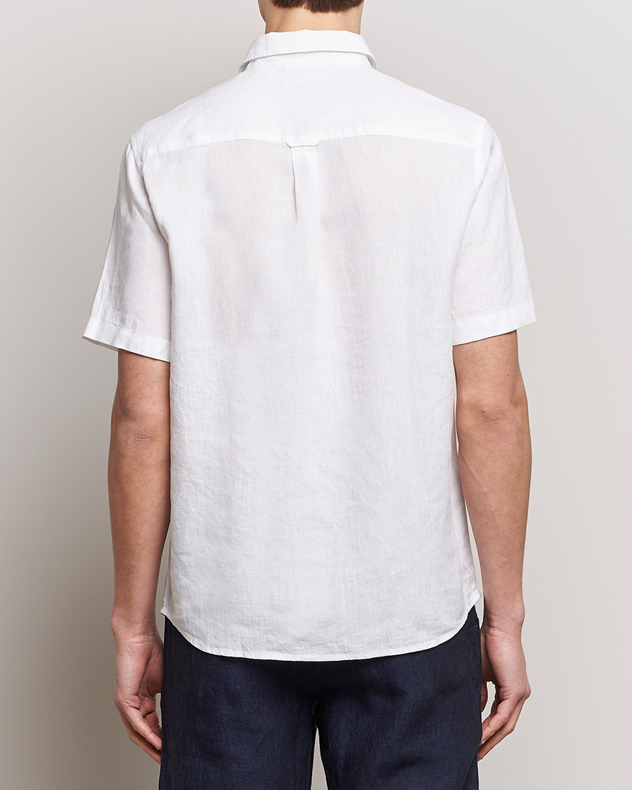 Hombres | Camisas | KnowledgeCotton Apparel | Regular Short Sleeve Linen Shirt Bright White