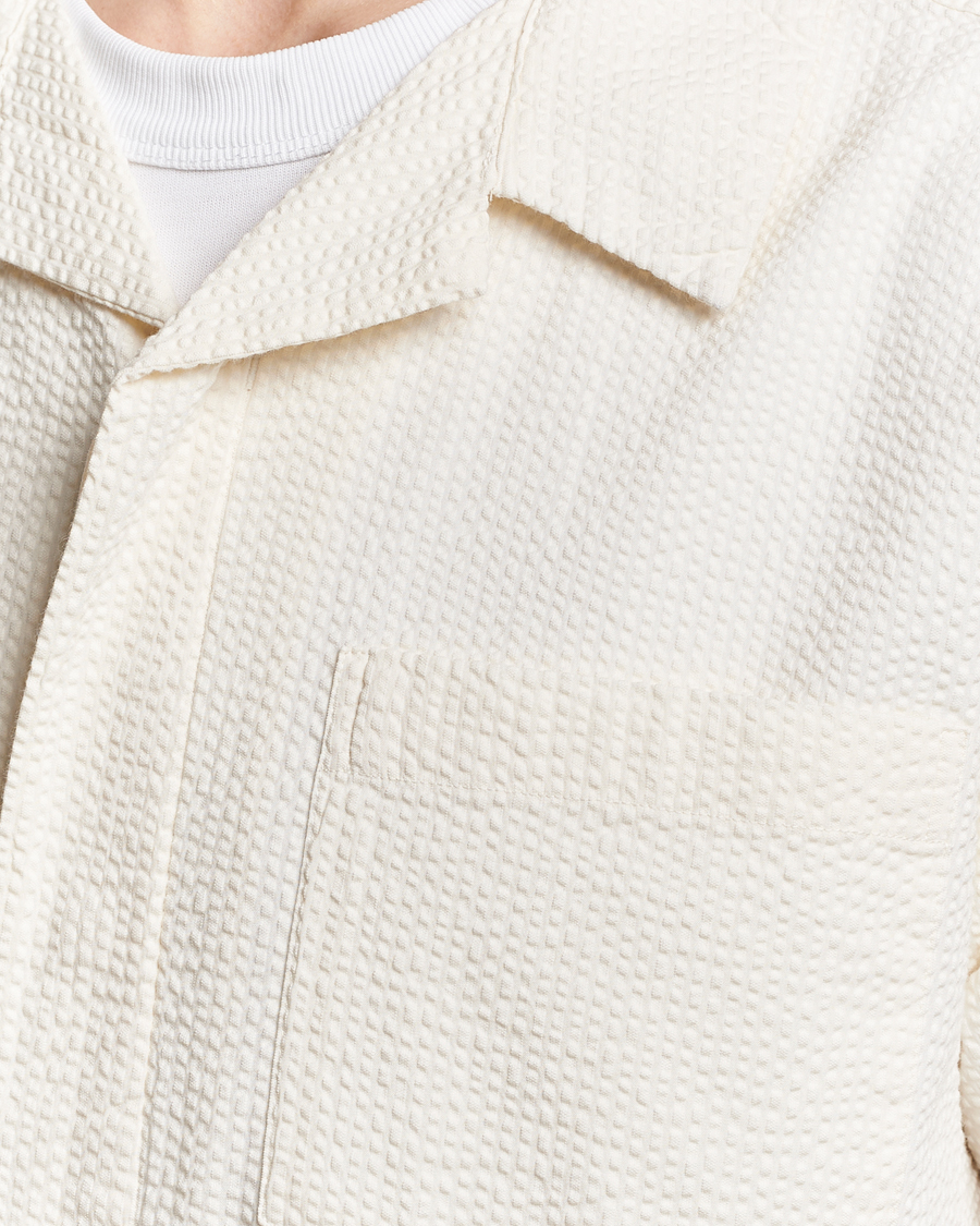 Hombres | Camisas | KnowledgeCotton Apparel | Short Sleeve Seersucker Shirt Egret