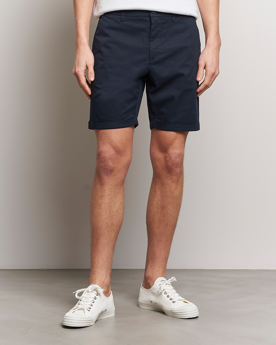 Hombres | Ropa | KnowledgeCotton Apparel | Regular Chino Poplin Shorts Total Eclipse