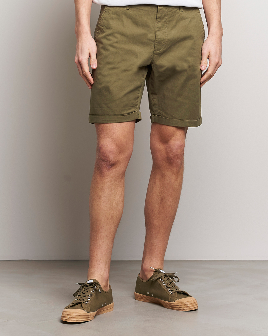 Hombres | KnowledgeCotton Apparel | KnowledgeCotton Apparel | Regular Chino Poplin Shorts Burned Olive