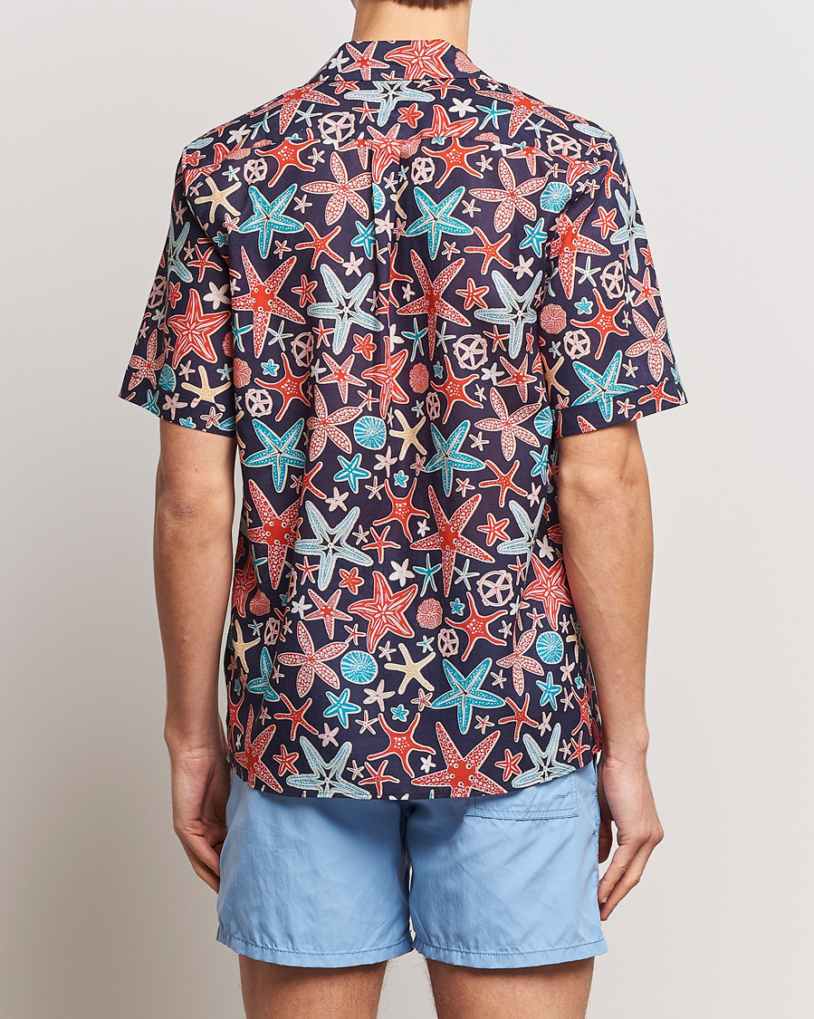 Hombres | Camisas | Vilebrequin | Charli Cotton/Linen Short Sleeve Shirt Bleu Marine